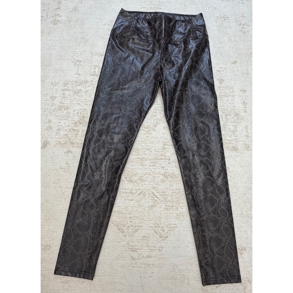 7 For All Mankind Womens Snakeskin Faux Leather Leggings Brown Black Medium